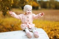 Autumn portrait positive child having fun