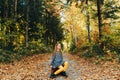 Autumn portrait of pretty young girl