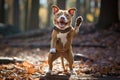 Autumn portrait of yellow terrier dog. Royalty Free Stock Photo
