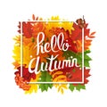 Autumn Poster With Green And Yellow Leaves