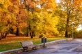 Autumn in Prague, favorite tourist destination Letna park Letenske sady, Czech Republic