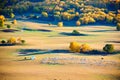 The autumn prairie with sheep sunset Royalty Free Stock Photo