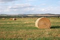 Autumn prairie and straw piles Royalty Free Stock Photo