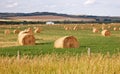 Autumn prairie and straw piles