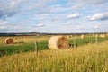Autumn prairie and straw piles Royalty Free Stock Photo