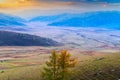 Autumn prairie at sunset