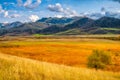 Autumn prairie at sunset