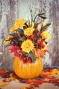 Autumn pumpkin flower arrangement