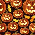 Autumn Pumpkin Halloween Background - seamless tileable pattern Royalty Free Stock Photo