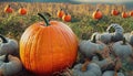 autumn pumpkin harvest ripe pumpkin in the field
