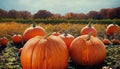 autumn pumpkin harvest ripe pumpkin in the field
