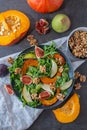 Autumn pumpkin salad and figs, pears and walnuts