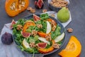 Autumn pumpkin salad and figs, pears and walnuts