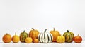 Autumn pumpkins collection on white background. 3D illustration. Generative AI Royalty Free Stock Photo