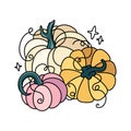 Autumn pumpkins cute hand drawn illustration. Royalty Free Stock Photo