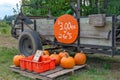 Autumn pumpkins with old wagon Royalty Free Stock Photo