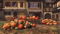 Autumn pumpkins for sale at rural farmer`s market Royalty Free Stock Photo