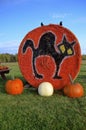 Autumn pumpkins and straw bales Royalty Free Stock Photo