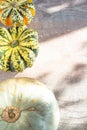 pumpkins on wooden background