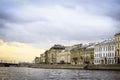 Autumn quay of the Neva River in Saint Petersburg, Russia Royalty Free Stock Photo