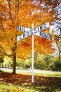 Autumn Railroad Crossing Sign Royalty Free Stock Photo