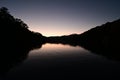 Autumn reflections on Lake Santeetlah, North Carolina in twilight.. Royalty Free Stock Photo