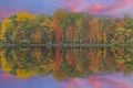 Autumn Reflections Pond Lily Lake at Dawn Royalty Free Stock Photo