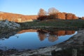 Autumn reflections on the pond Peaceful and bucolic scene Royalty Free Stock Photo