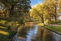 Fall in Riga, view of the city channel