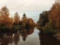 Autumn river in park