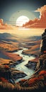 Autumn River Sunrise: A Stunning Poster Illustration