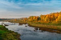 Autumn river valley landscape. Autumn river valley landscape. La