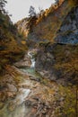 Autumn River in Valley Oetschergraben Austria, Lower Austria, Oetscher Mariazell, Oetscher valley Royalty Free Stock Photo