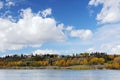 Autumn riverside scene in edmonton Royalty Free Stock Photo