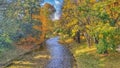 Autumn Riverside sunny evening from Olomouc