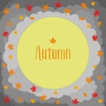 Autumn round with cute leaves, mushrooms, pumpkin and other autumnal design elements. Royalty Free Stock Photo