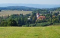 Autumn rural landscape with village church