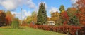 Autumn rural october sunny day panoramic European landscape from small village