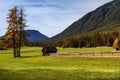 Autumn rural scenery of Mieminger Plateau, austrian landscape, Austria, Europe, Tyrol