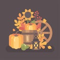 Autumn rural still life scene. Fall harvest background Royalty Free Stock Photo