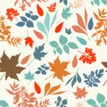 Autumn rustic vector pattern with colored leaves for design