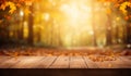 Autumn\'s Allure: A Rustic Wood Board and Floor Set the Perfect Fall Background