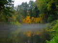 An autumn's fog over river Royalty Free Stock Photo
