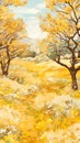 Autumn\'s Golden Symphony: A Serene Landscape of Olive Trees, Yel