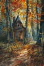 Autumn\'s Path to the Cabin Studio in the Woods