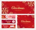 Set of Merry Christmas and Happy New Year vector cards. Christmas sale banners. Promotional discounts. Royalty Free Stock Photo