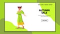 Autumn Sale Amazed Woman Saw Low Price Vector