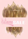 Autumn Sale Announcement Poster With Skeleton Gold Leaves