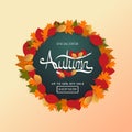 Autumn sale background layout decorate with leaves for shopping sale or promo poster and frame leaflet or web banner.Vector illust Royalty Free Stock Photo