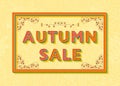 Autumn sale background template with retro stylized typography. 3d font with colored buttons, ornate swirls frames and